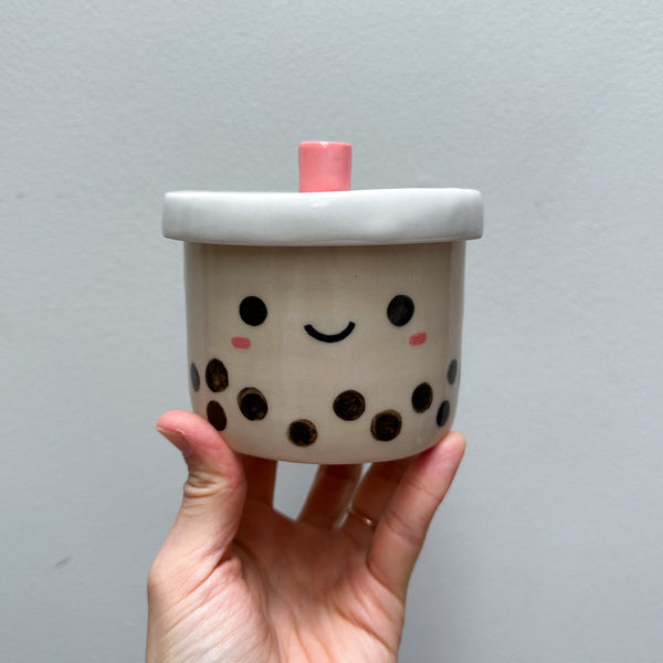 Happy Sad Boba Tea Lidded Jar 1