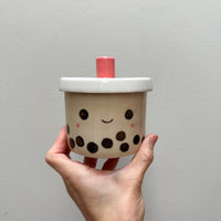 Happy Sad Boba Tea Lidded Jar 2