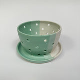 White & Mint Berry Bowl w/ built-in plate