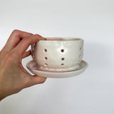 White & Pink Berry Bowl w/ built-in plate