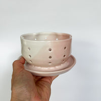White & Pink Berry Bowl w/ built-in plate
