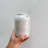 Iridescent Mother of Pearl Tumbler w/ straw hole (13 oz)